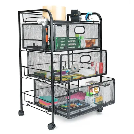 Mind Reader Black 4 Drawer Metal Rolling File Cart {1}