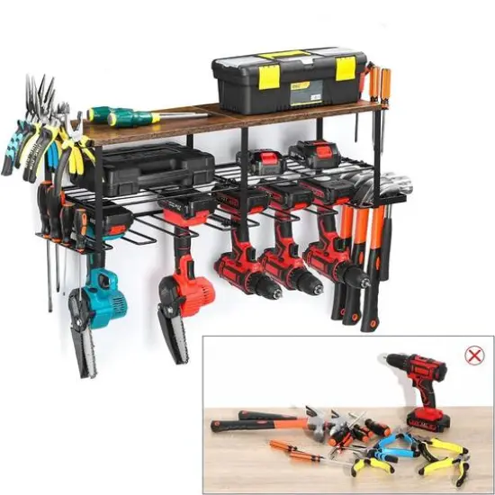 NEX&trade; 29" Wood Grain Power Tool Organizer Wall Shelf {7}