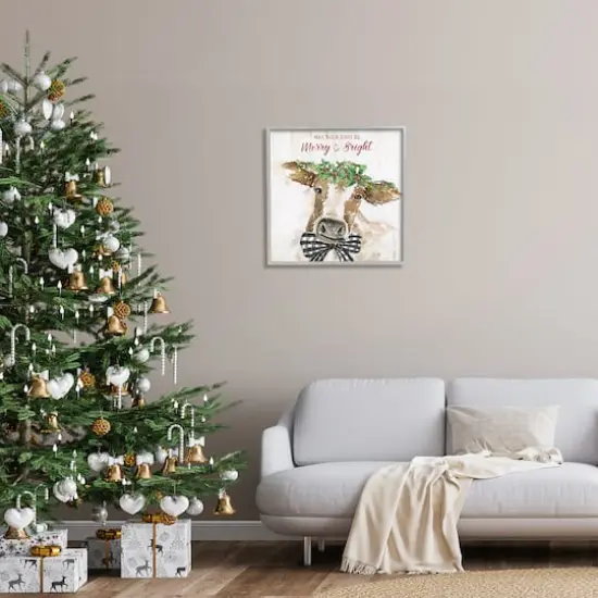 Stupell Industries Merry & Bright Holiday Cattle Framed Giclee Art Gold {3}