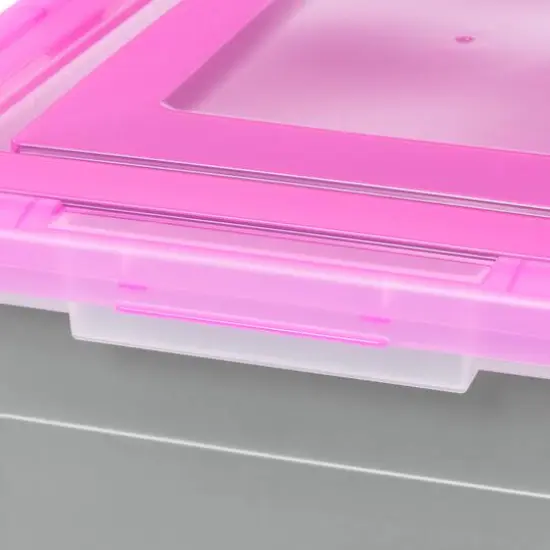 IRIS Pink & Clear Snap Tight Plastic File Organizer Box, 4ct. {12}