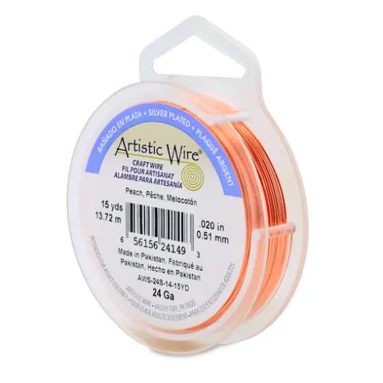 Artistic Wire&reg; 24 Gauge Silver Plated Tarnish Resistant Colored Copper Craft Wire, 15yd. Peach {1}