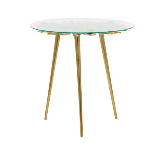 Gold Aluminum Modern Accent Table, 22" x 22" x 22" {6}
