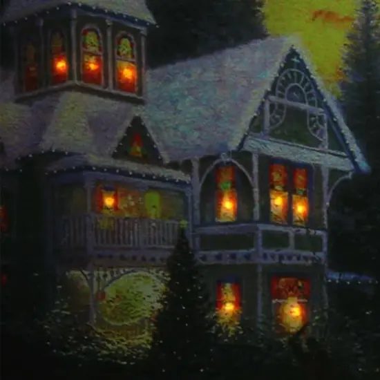 LED Lighted Victorian Christmas At Sunset Canvas Wall Art {4}