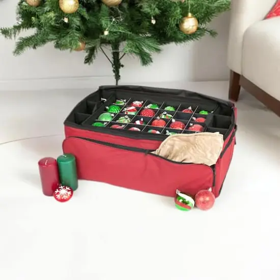 Santa's Bag 72ct. 3" Christmas Ornament Storage Box with Side Pockets {1}