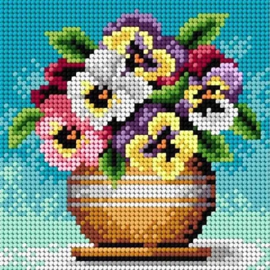 Orchidea Bouquet of Pansies Gobelin Canvas For Halfstitch Without Yarn {1}