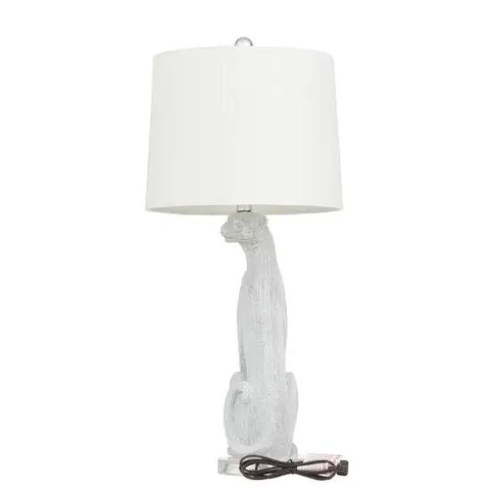 29" Polystone Glam Leopard Table Lamps, 2ct. White {10}