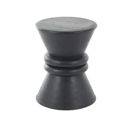 18" Black Wood Handmade Carved Hourglass Accent Table with 3D Ring Center {3}