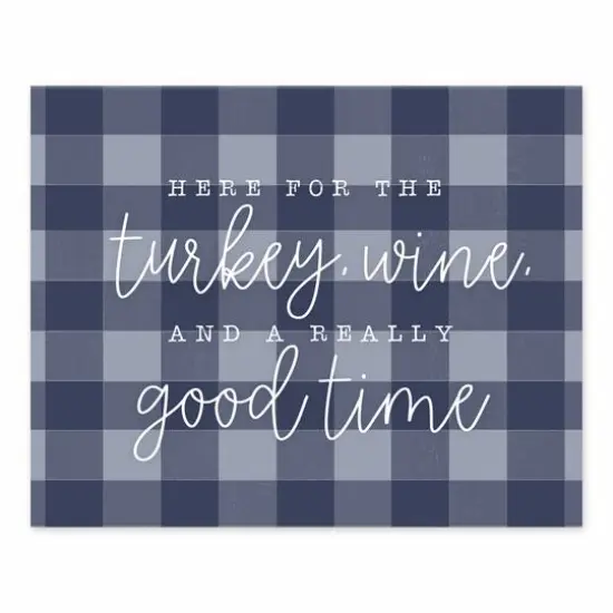 Turkey Wine Good Time Blue Checkered Tabletop Canvas {1}