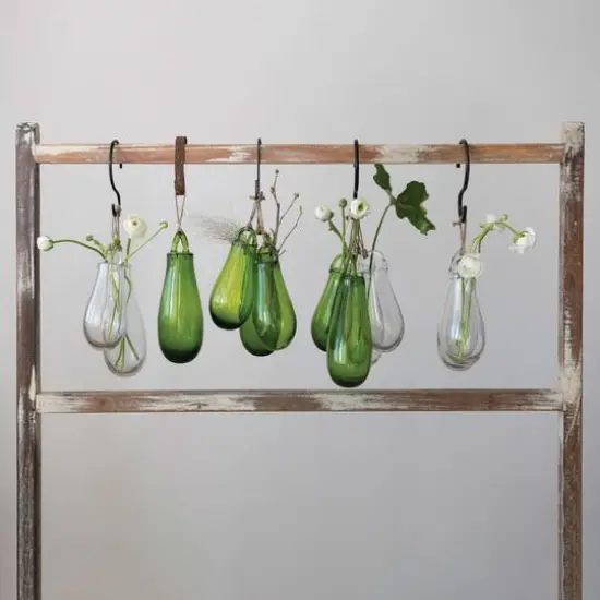 Hello Honey&reg; 8" Green Hand Blown Glass Hanging Vase {6}