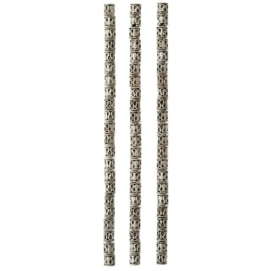 Sterling Silver Plated Snake Design Tube Beads, 6mm by Bead Landing&trade; {4}