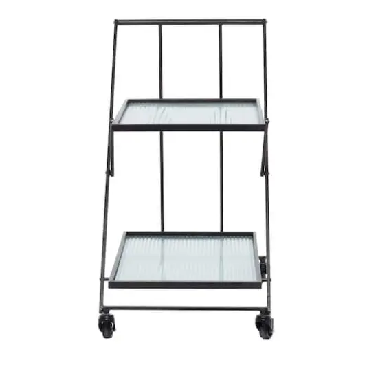 Black Iron Industrial Bar Cart, 32" x 25" x 18" {3}