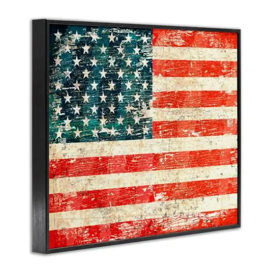 Stupell Industries Rustic American Flag Framed Giclee Art Black {4}