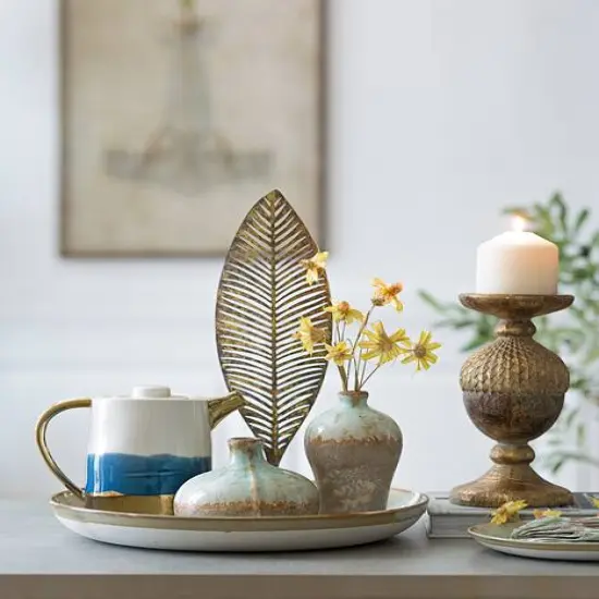 Hello Honey&reg; Distressed Finish Brown & White Terracotta Vase Set {6}