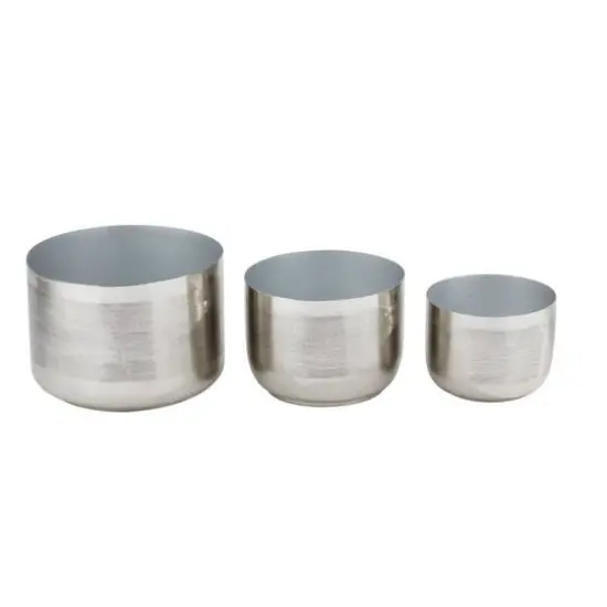 CosmoLiving by Cosmopolitan Iron Modern Planter Set Silver {7}