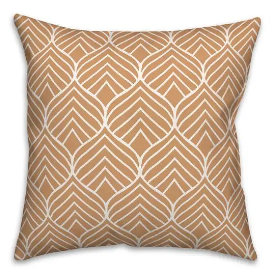 Orange Geo Leaf Pattern Indoor/Outdoor Pillow {1}