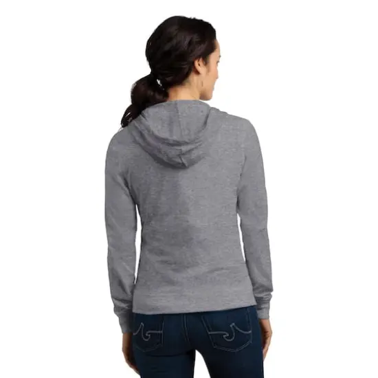 District&reg; Women's Fitted Jersey Full-Zip Hoodie Dark Heather Gray {6}