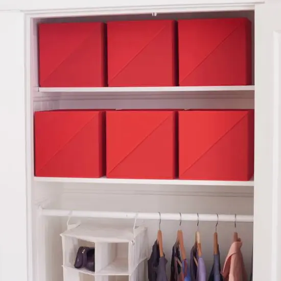 Household Essentials Storage Cubes with Diagonal Handle, 6ct. Red {4}
