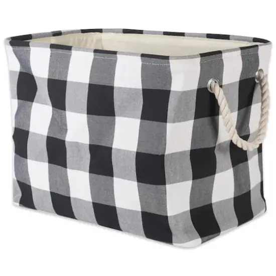 DII&reg; Medium Buffalo Check Polyester Rectangle Bin Black/White {1}