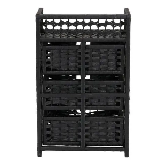 Household Essentials Woven 3 Drawer Chest with Cutout Handles Black {8}