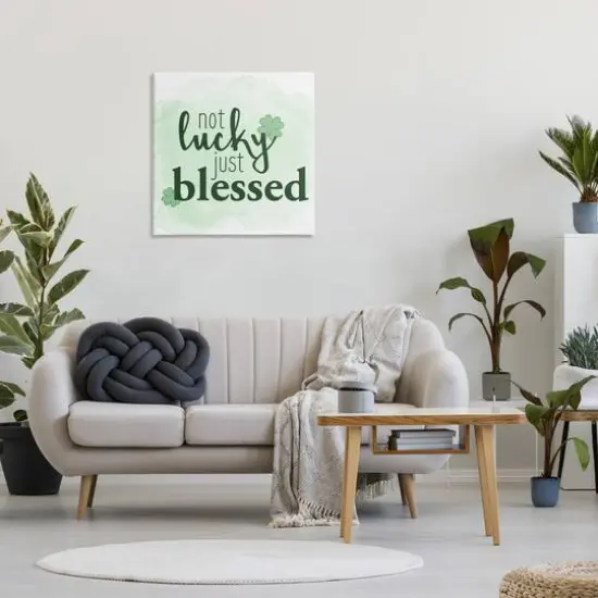 Stupell Industries Just Blessed Green Shamrocks Canvas Wall Art {3}