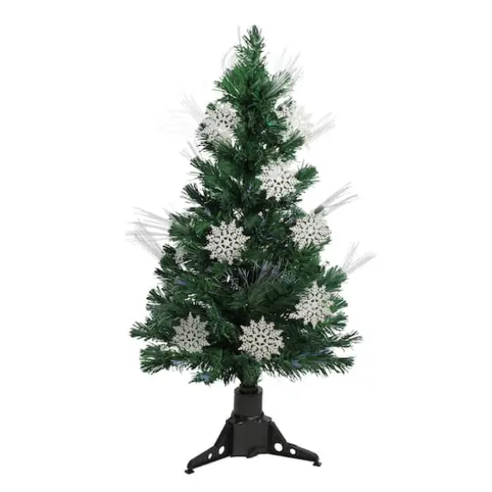 3ft. Fiber Optic Color Changing Artificial Christmas Tree with White Snowflakes {1}