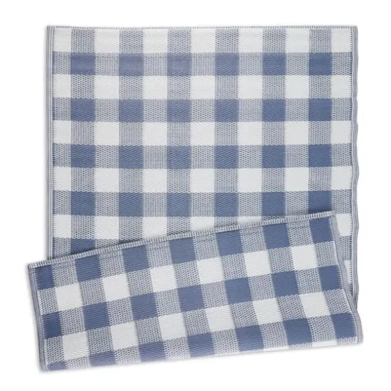 DII&reg; Buffalo Check Outdoor Rug, 4ft. x 6ft. French Blue/White {1}
