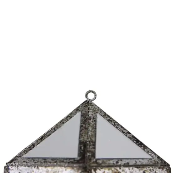 10.5" Silver And Clear Mirrored Geometric Framed Drop Ornament {4}