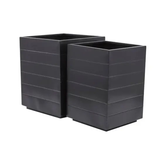 Black Modern Planter, Set of 2" 17", 15" {3}