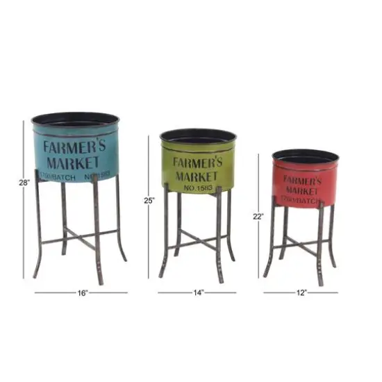 Multicolored Metal Farmhouse Planter Set {8}