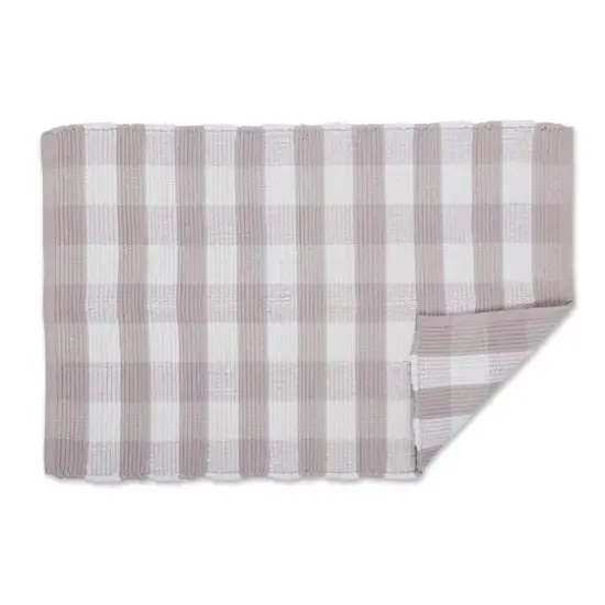 DII&reg; Buffalo Check Rag Rug, 26" x 40" Dusty Lilac and White {5}