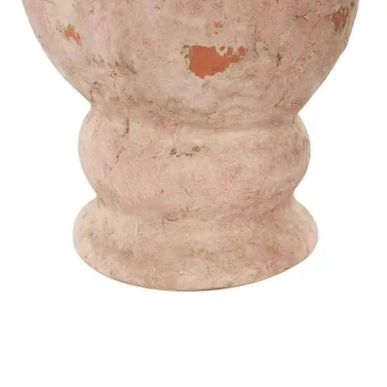 17" Pink Ceramic Antique Style Distressed Decorative Vase {6}