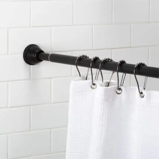 Bath Bliss Matte Black Decorative Tension Shower Rod {4}