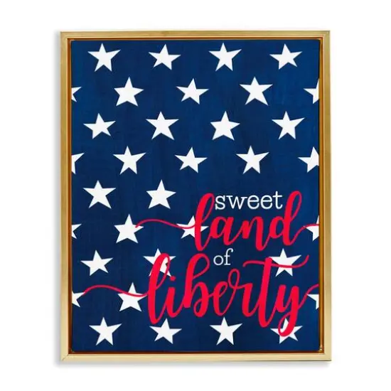 Stupell Industries Sweet Land Of Liberty Americana Floater Framed Art Gold {1}