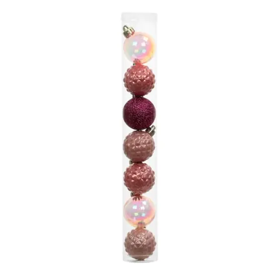 7 Pack 1.5" Pink Shatterproof Ball Ornaments by Ashland® {1}