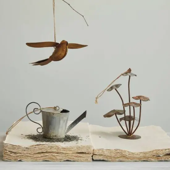 Hello Honey&reg; 7" Antique Gold Metal Bird Ornament {3}