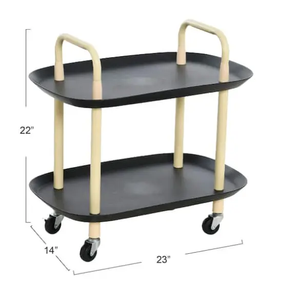 Hello Honey&reg; Main + Mesa&trade; 2-Tier Modern Plastic and Metal Trolley Black and Sand {9}