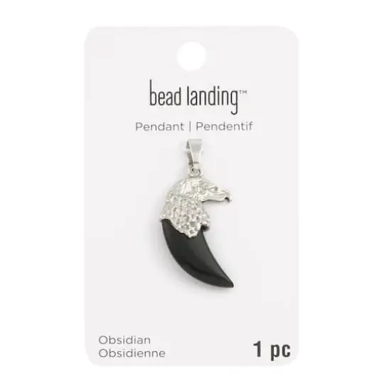 Rhodium & Obsidian Eagle Pendant by Bead Landing&trade; {1}