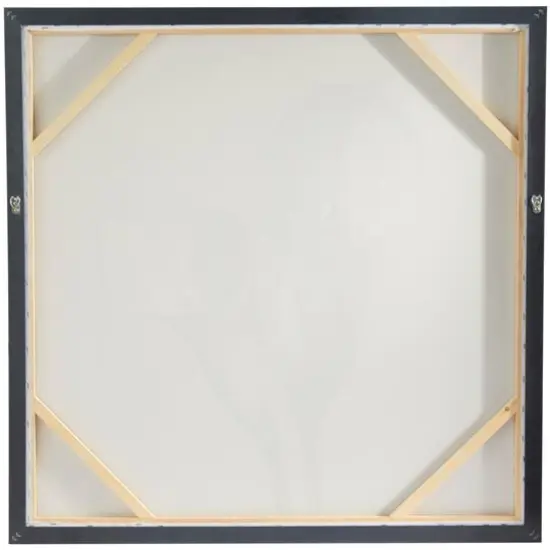 White Canvas Shaded Tulip Floral Framed Wall Art with Black Frame 37" x 1" x 37" {6}