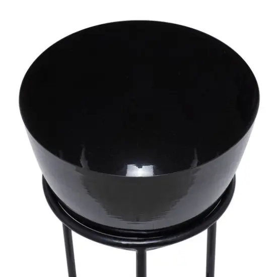 Set of 3 Black Iron Contemporary Planters, 13" x 13" x 13" {9}