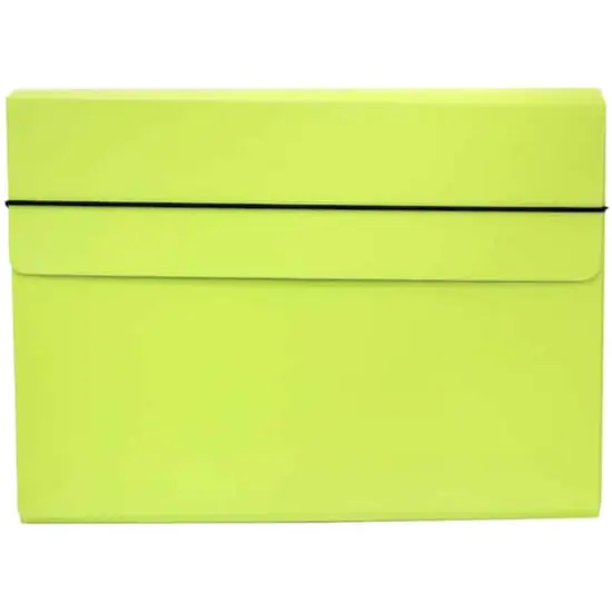 JAM Paper Strong Thin Portfolio Carrying Case with Elastic Band Closure Lime Green {1}
