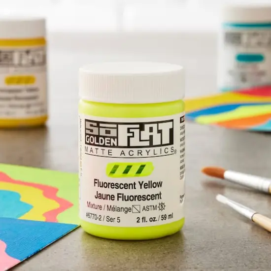 Golden&reg; 2oz. SoFlat Matte Acrylic Paint Fluorescent Yellow {3}