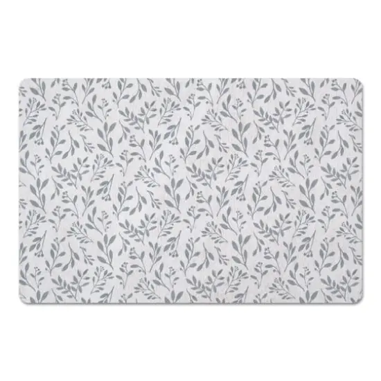 Delicate Floral Floor Mat Blue and White {1}