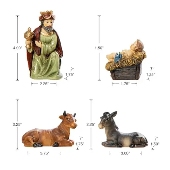 Glitzhome&reg; Multicolor Resin Nativity Figurine Set {8}