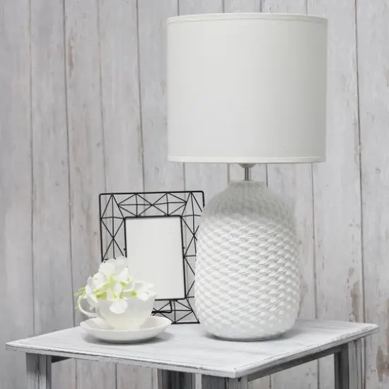 Simple Designs 20" Ceramic Purled Texture Table Lamp Off White {5}