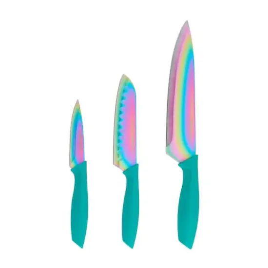 Farberware Rainbow Teal 3-Piece Chef Knife Set {1}