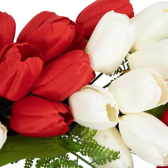 24" Red, White & Blue Patriotic Tulip Wreath with Bow {5}