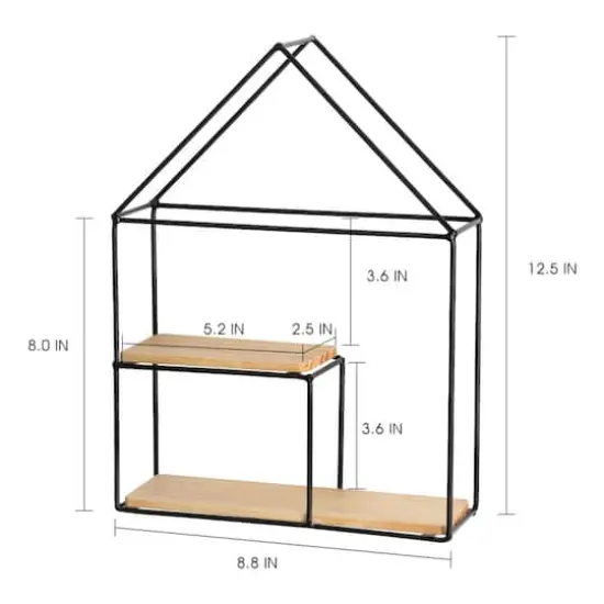 NEX&trade; Black 2-Tier Metal Wall Mounted Floating Shelf {3}