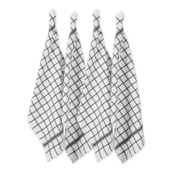 DII&reg; Mineral Gray Windowpane Terry Dishtowels, 4ct. {1}