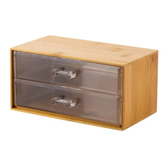 Simplify Bamboo 2-Tier Cosmetic & Jewelry Chest {1}