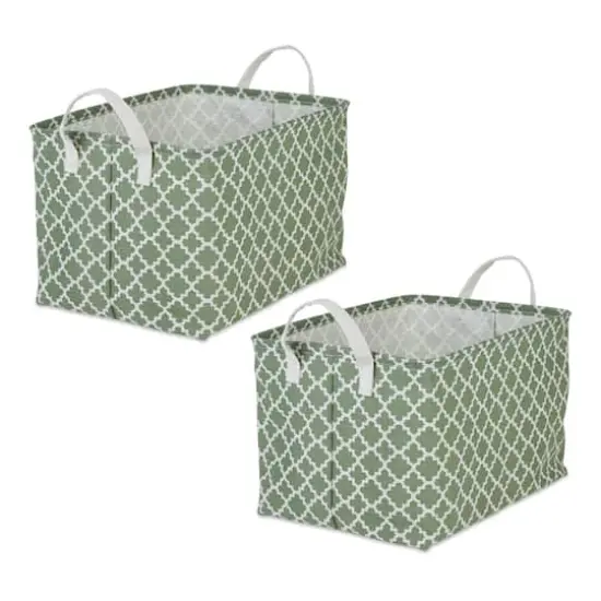 DII® Extra Large Lattice PE-Coated Cotton Polyester Laundry Bin, 2ct. Artichoke Green {1}